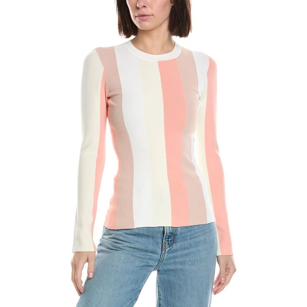 3.1 Phillip Lim Womens  Colorblock Stripe Long Sleeve Ribbed Pullover
